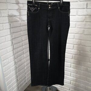 Digital Jeans Ladies Size 11 Black Slight Flare Embroidery & Rhinestones Jeans
